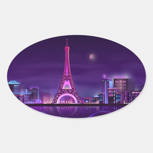 Paris at night 楕円形シール (正面)