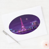 Paris at night 楕円形シール (封筒)