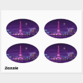 Paris at night 楕円形シール (シート)