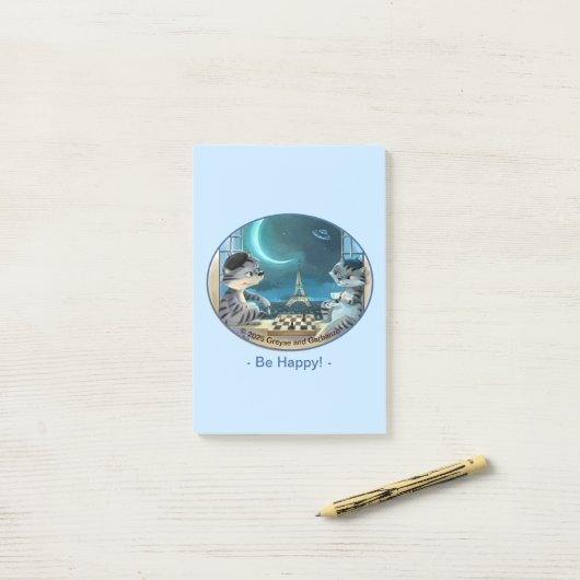 Paris at Night Notes 4" x 6" - Happy ポストイット (デスク上)