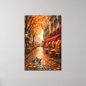 Paris Autumn Café Street – Warm Fall Canvas Art キャンバスプリント (正面)
