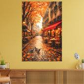 Paris Autumn Café Street – Warm Fall Canvas Art キャンバスプリント (インサイチュ (リビング))