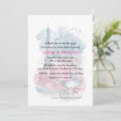 Paris Baby Shower Eiffel Tower Gender Neutral  招待状 (スタンド正面)