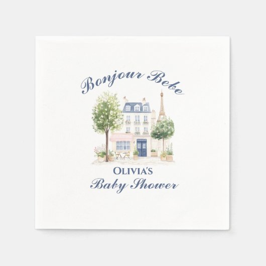 Paris Baby Shower Parisian Cafe Tea Party スタンダードカクテルナプキン (正面)