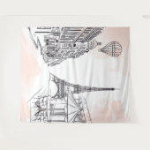Paris backdrop pink french party banner birthday タペストリー (正面(横))