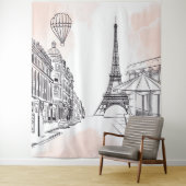 Paris backdrop pink french party banner birthday タペストリー (インサイチュ)