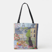 Paris Balcony Cat Breakfast Eiffel Tower Tote Bag トートバッグ (裏面)