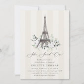 Paris Bloom Floral Eiffel Tower Bridal Shower 招待状 (正面)