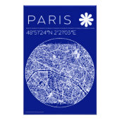 Paris Blueprint Map Poster Circular City Wall Art フォトプリント (正面)
