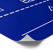 Paris Blueprint Typography Map Poster – Horizontal ポスター (角)