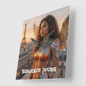 PARIS - BONJOUR スクエア壁時計 (傾斜)