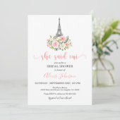 Paris Bridal Shower Invitation – 彼女はOuiと述べた 招待状 (スタンド正面)