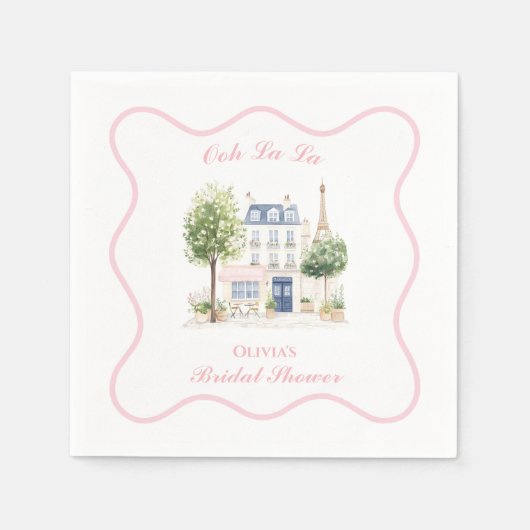 Paris Bridal Shower Parisian Cafe スタンダードカクテルナプキン (正面)