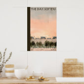Paris Building Row Poster  Sunset Cityscape Quote ポスター (キッチン)