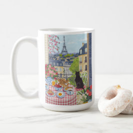 Paris Café Illustration Eiffel Tower Coffee コーヒーマグカップ