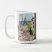 Paris Café Illustration Eiffel Tower Coffee コーヒーマグカップ (左)