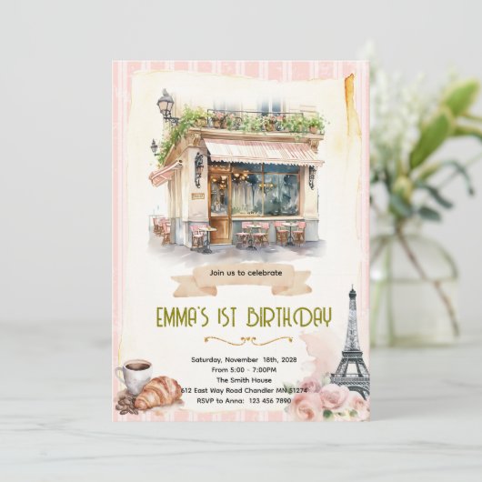 Paris cafe party invitation 招待状 (スタンド正面)