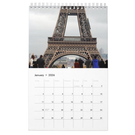 Paris Calendar カレンダー (1月 2026)