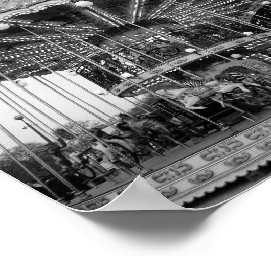 Paris Carousel B&W ポスター (角)