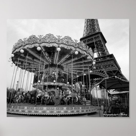 Paris Carousel B&W ポスター (正面)