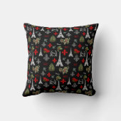 Paris Christmas Eiffel Tower Black Throw Pillow クッション (裏面)