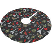 Paris Christmas Eiffel Tower Black Tree Skirt ブラッシュドポリエステルツリースカート (アングル)