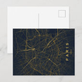 Paris City Map Minimal Postcard ポストカード (正面/裏面)