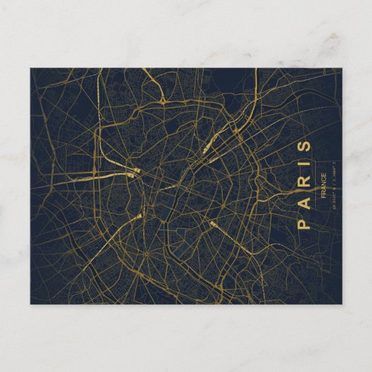 Paris City Map Minimal Postcard ポストカード (正面)