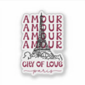 Paris City of Love – Eiffel Tower Travel Souvenir シール (正面)