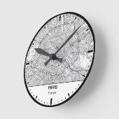 Paris Clock City Line Art ラウンド壁時計 (傾斜)