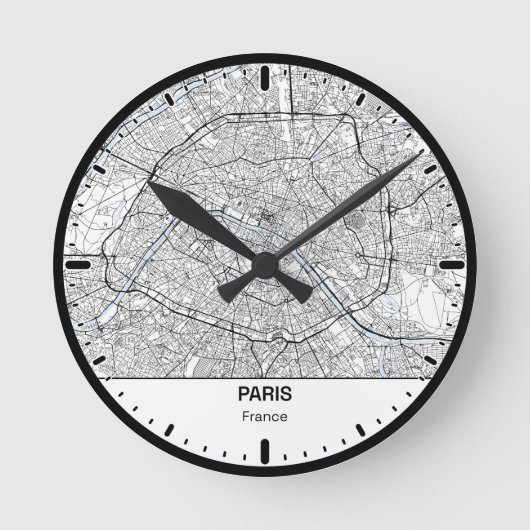Paris Clock City Line Art ラウンド壁時計 (正面)