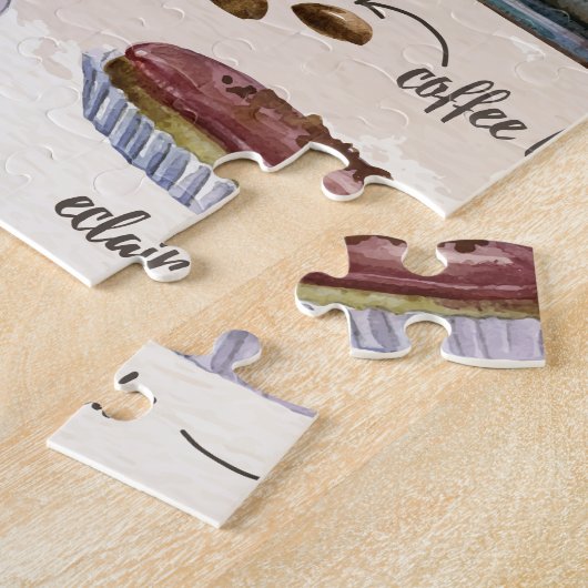 Paris coffee pastry illustrations ジグソーパズル (側面)