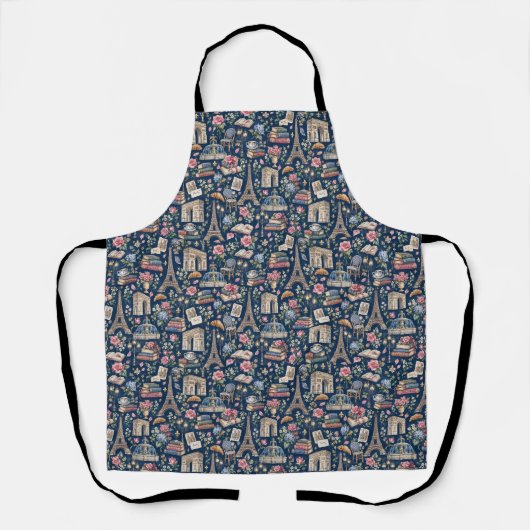 Paris Dark Icons Chic Design エプロン (正面)