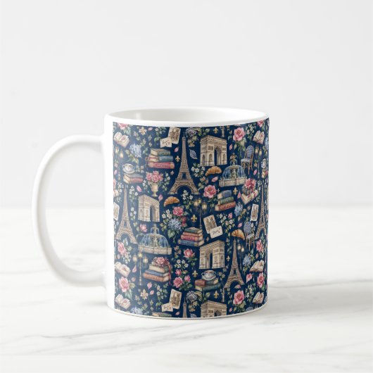 Paris Dark Icons Chic Design コーヒーマグカップ (左)