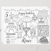 Paris Eiffel activity color sheet placemats (正面/裏面)