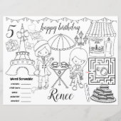 Paris Eiffel activity color sheet placemats (正面)