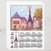 Paris Eiffel Pointillism Landscape 2026 Calendar (正面/裏面)