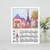 Paris Eiffel Pointillism Landscape 2026 Calendar (スタンド正面)