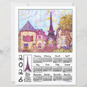 Paris Eiffel Pointillism Landscape 2026 Calendar (正面)