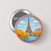 Paris' Eiffel Tower 缶バッジ (正面&裏面)