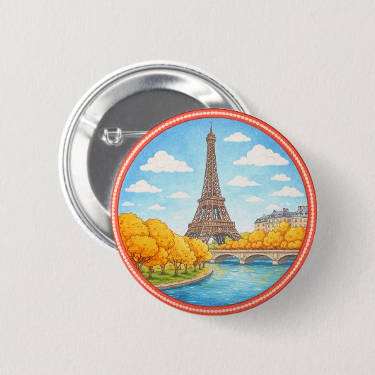 Paris' Eiffel Tower 缶バッジ (正面&裏面)