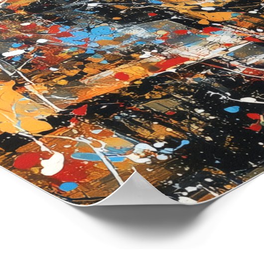 Paris Eiffel Tower Abstract Drip Painting  ポスター (角)