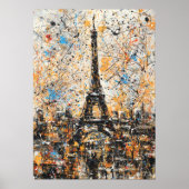 Paris Eiffel Tower Abstract Drip Painting  ポスター (正面)