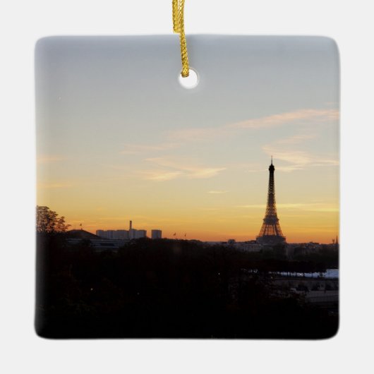 Paris Eiffel Tower at Sunset Christmas Ornament セラミックオーナメント (正面)
