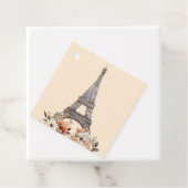 Paris Eiffel Tower Beautiful Floral Bridal Shower フェイバータグ (インサイチュ)