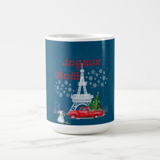Paris Eiffel Tower Christmas Tree Red Truck Joyeux コーヒーマグカップ (中央)
