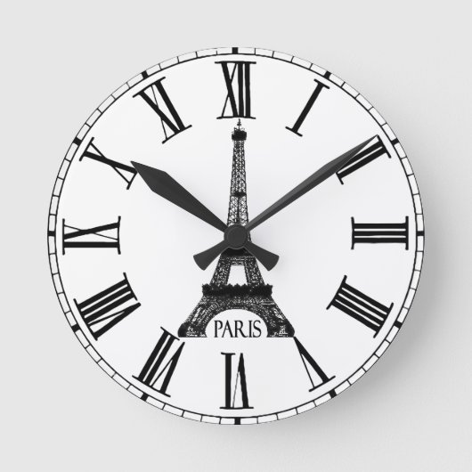 Paris Eiffel Tower Clock French ラウンド壁時計 (正面)