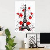 Paris Eiffel tower elegant stylish silhouette ポスター (ホームオフィス)