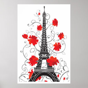 Paris Eiffel tower elegant stylish silhouette ポスター