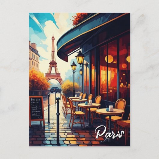 Paris Eiffel Tower from a cafe Postcard ポストカード (正面)